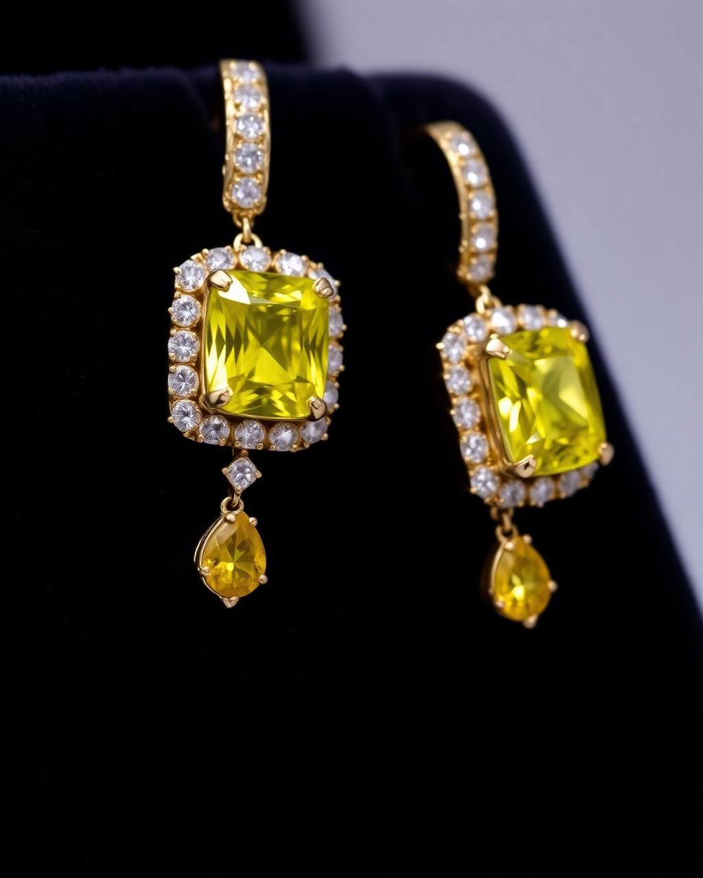 Yellow sapphire and diamond earrings