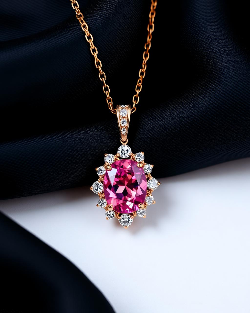 Padparadscha and diamond pendant in rose gold